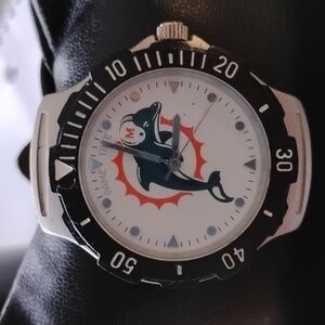 Game Time Men's Swim Watch - Black and White with Team Logo